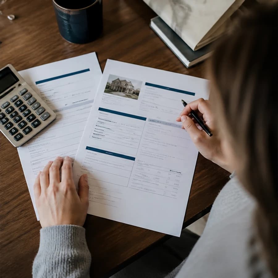 Homebuyer reviewing mortgage documents