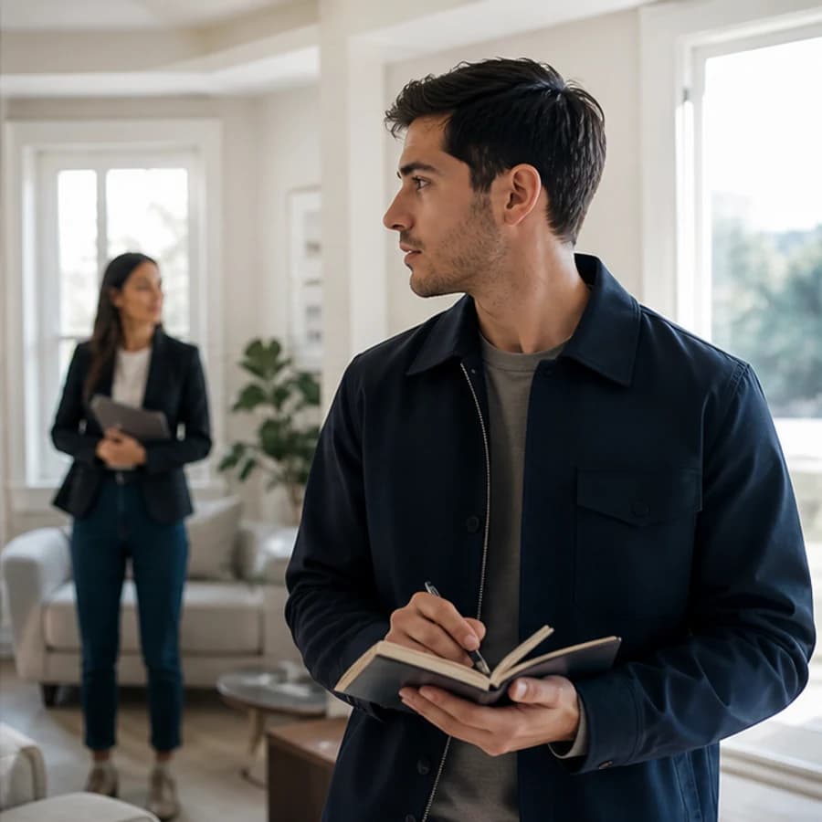 Couple reviewing their complete monthly housing budget