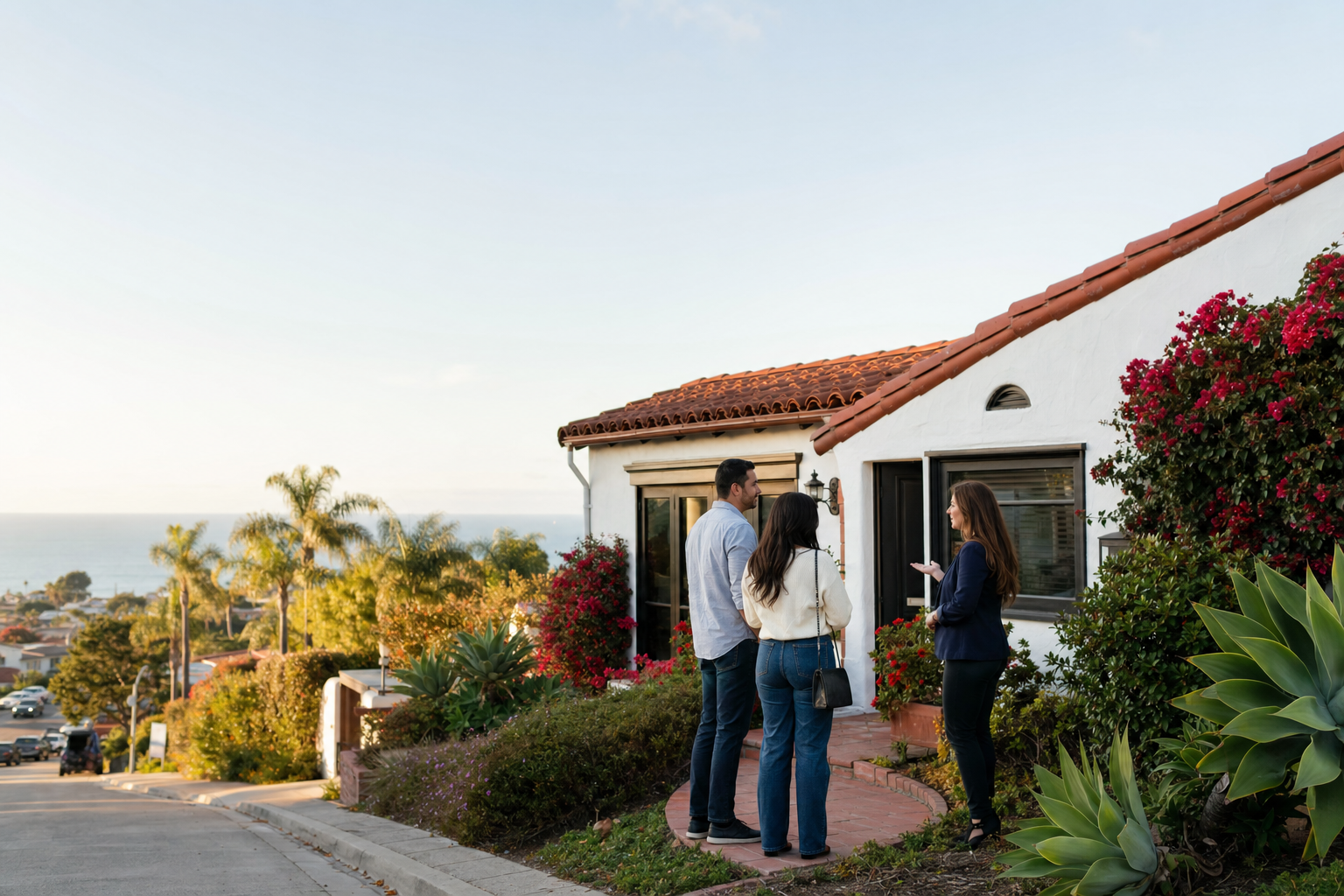 Homebuyers touring a property with a real estate professional