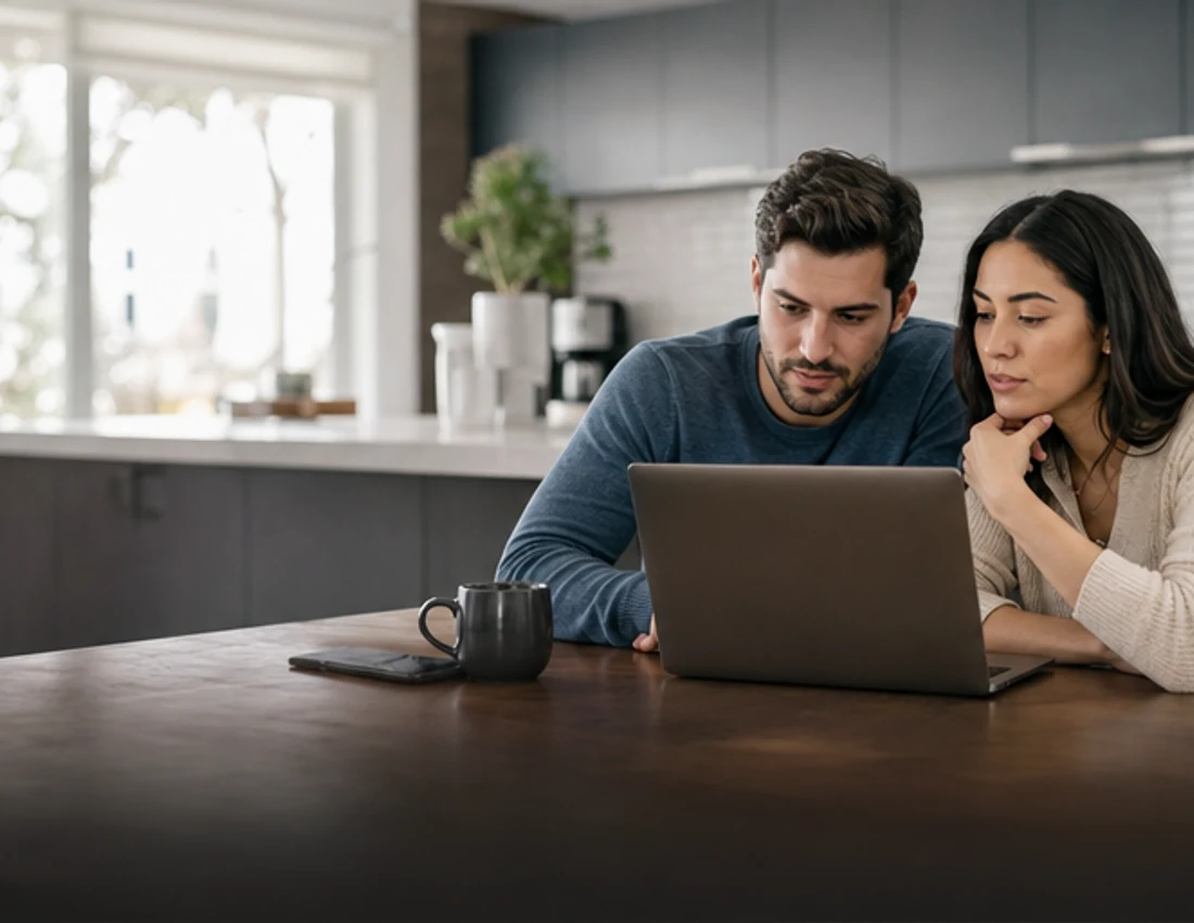 Homebuyers reviewing a purchase plan