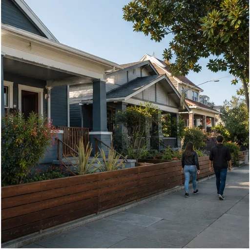Buyers walking through a neighborhood